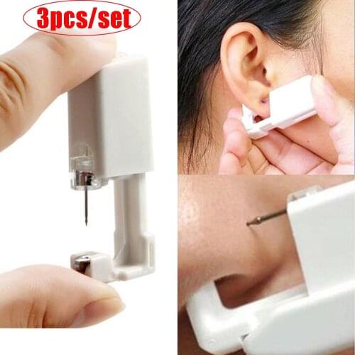 3Pc /set Disposable Painless Ear Piercing Sterile Puncture Tool Without Inflammation for Earrings Nose Clips Ear Piercing Gun