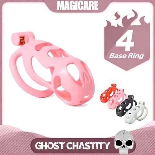 5 Size Plastic 4 Color Ghost Cock Cage 4 Penis Ring Lock Sleeve Set Male Chastity Belt Device BDSM Fetish Adult Sex Toys For Men