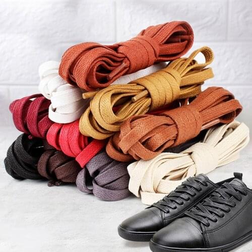 50 Pair/Lot Waxed Flat Shoelaces Leather Waterproof Casual Shoes Laces Unisex Boots Shoelace 70 90 120 140 160CM