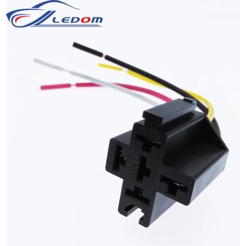 Pre Wired 4 5 Pin Relay Mounting Base Socket Holder 12V 24V 40A Line length 12cm