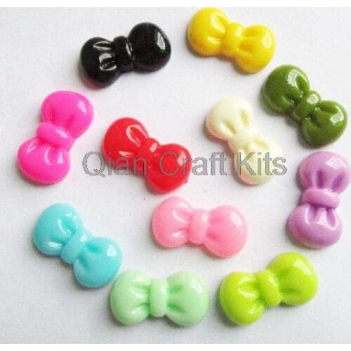 200pcs Butterfly Knot - Mixed Colors Bow Tie Bobby Pin Cabochons Charm 12x21mm Resin lovely kawaii shiny coloful bow
