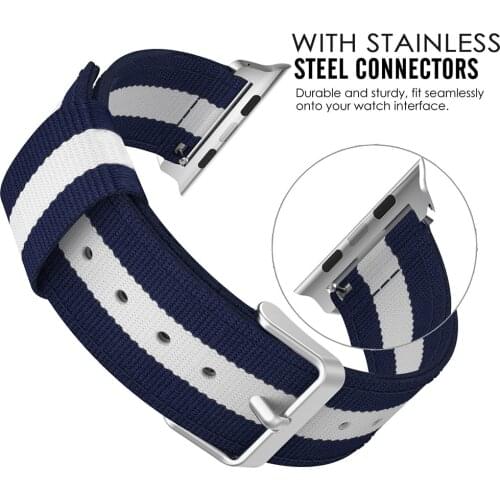 Nylon Sport Wrist Band Compatible for Apple Watch Band 44mm 40mm Replacement iWatch Strap Series 5 4 3 2 1 Blue White Mix Color
