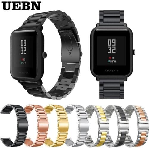 UEBN 20mm 22mm Stainless Steel Replacement Band For Xiaomi Huami Amazfit Bip strap Amazfit GTS/GTR 42mm 47mm watchbands