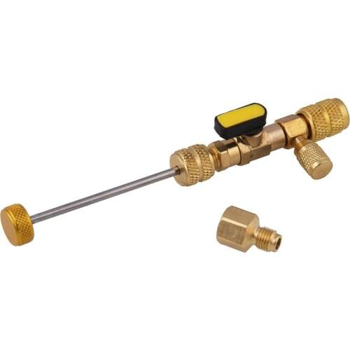 HVAC AC Schrader Valve Core Remover Dual Size 1/4" and 5/16" Port Installer Tool Car Repair Tool Kit