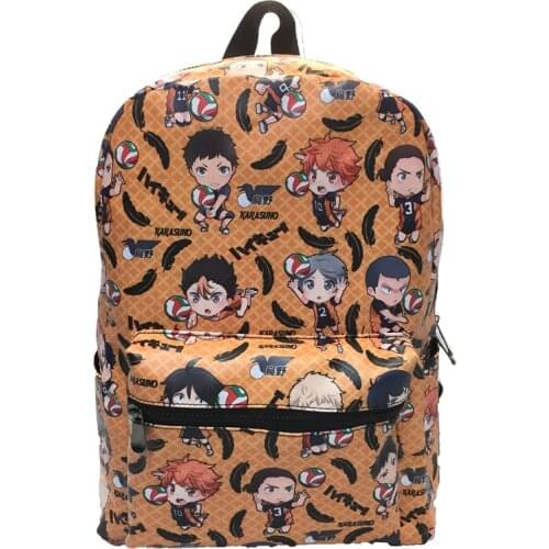 Anime Haikyuu Karasuno High School Backpack Bookbag Cartoon PU Colorful School Bag Laptop Knapsack Bag Travel Bags Gift