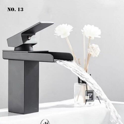 304 Stainless Steel Bathroom Basin Faucet Vanity Vessel Sinks Mixer Tap Single Handle Water Tap Waterfall Bathroom Faucet 6 Type