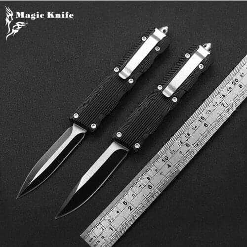 Magic Orizontal And Vertical Stripes Double-Action Heavy-Duty OTF Hunting Survival Knife Outdoor EDC Portable Tool