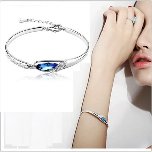 2021 Trend Silver Plated High Quality Austrian Crystal Bracelets & Bangles For Women Bridal Wedding Jewelry Gift Drop Shipping