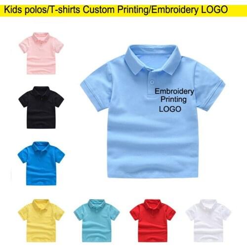 10pcs a Lot Kids top POLOS Custom LOGO Child top shirts with Embroidery/Printing logo name customize kids polos shirt