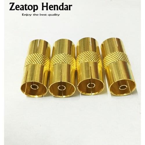 100Pcs Gold Coaxial Coax RF Adapter Connectors TV PAL Female to TV Female F/F Plug