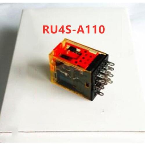 20pcs 14-pin intermediate relay four open and four closed RU4S-A110 with light AC110V