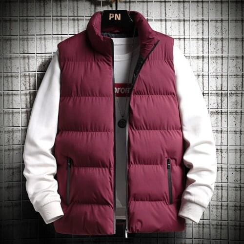 2021 Korean Casual Mens Sleeveless Cotton-Padded Jacket Men PrimaloftOne Vest Stand Collar Waistcoat Male 4 Colour M-5XL MJ55