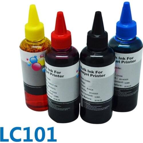 4 Bottles For Brother LC101 Hot Sale Optional Color Bulk Printer Dye Ink For DCP-J152W/MFC-J245/J285DW/J450DW/J470DW/J475DW