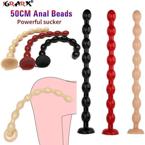 50cm Long Anal Beads Huge Buttplug Prostate Massager Anus Dilator Vagina G-Spot Stimulator Erotic Sex Toys for Women Men Couples