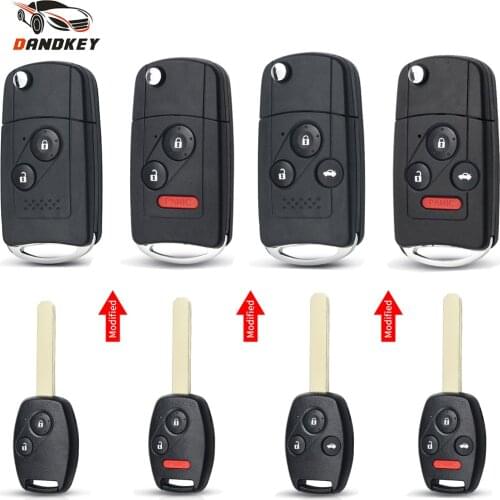 Dandkey Flip Key Modified Folding Remote Key Shell Case For Honda Accord Pilot CRV Civic Ridgeline Crosstour Odyssey 2003 2004