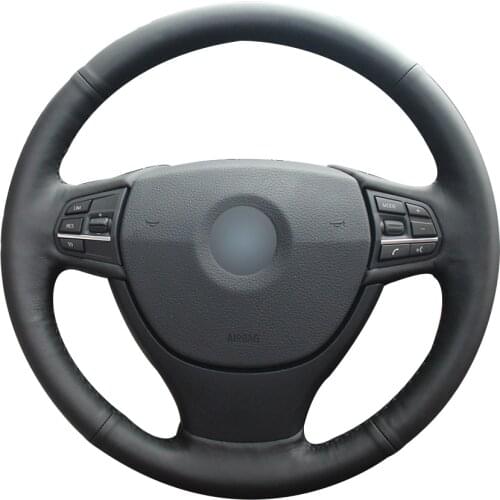 Black Natural Leather Car Steering Wheel Cover for BMW F10 523Li 525Li 2009 730Li 740Li 750Li