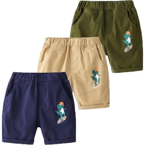 Children Boys Shorts 2021 Summer Cotton Dinosaur Trousers Kids Casual Straight Short Pants For Boys 3 4 5 6 7 Years Clothing