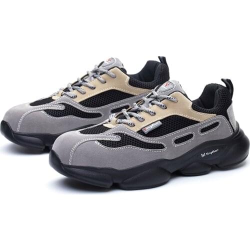 Men spring summer light breathable deodorant safety work shoes Steel toe safety shoes cap protective shoes