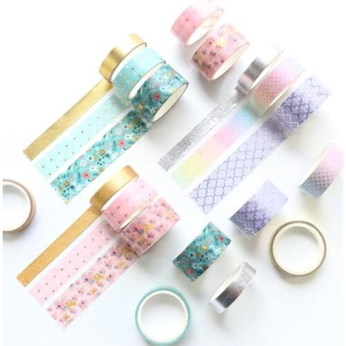 Domikee Cute candy Japanese gold foil masking tape lot for travel journal school decorative DIY diary washi tape stationery 3pcs