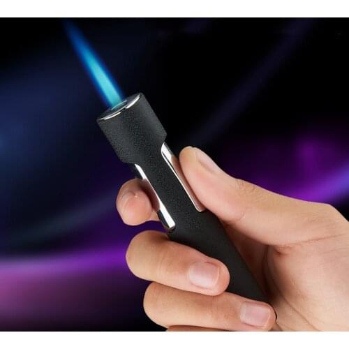 Creative Cylindrical Press Cigarette Lighter Inflatable Outdoor Windproof Portable Butane Gas Lighters Torch Metal Lighters