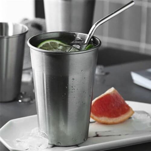 350ml/500ml Stainless Steel Beer Cup Cold Water Drinks Cup Mug Drinking Coffee Handcup Travel Household Office Use Gargle Cup
