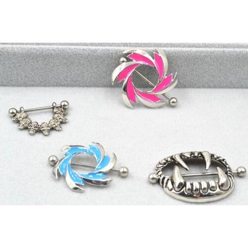 Lot10pcs 14g~1.6mm Body Piercing Jewerly Nipple Shield Ring Bar Barbells Body Piercing NEW Choose the styles