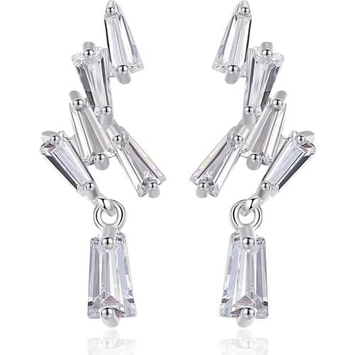 LUOTEEMI Brand Design Stud Earrings Fashion Jewelry for Women Wedding Shiny Small CZ Crystal Pendientes Mujer Christmas Gift