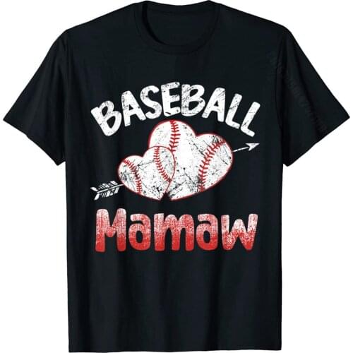 Baseball Mamaw Ball Heart T-Shirt Oversized Birthday Top T-Shirts Cotton Men T Shirt Birthday