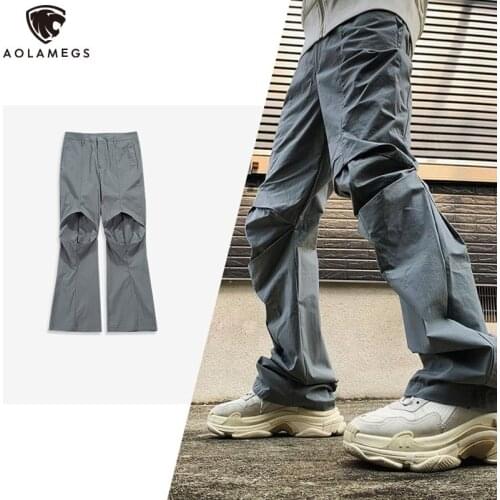 Aolamegs Men Trousers Jogging Casual Pants Streetwear Hip Hop Flare Pants 2021 Outdoor Tactical Cargo Harem Pants for Men