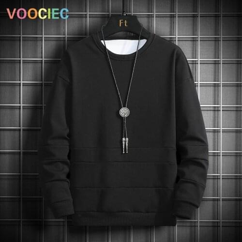 VOOCIEC 2020 Plain Oversized Hip Hop Japanese Streetwear Vintage Grey Hoodie Men Sweatshirts Mens Crewneck Sweatshirt Men