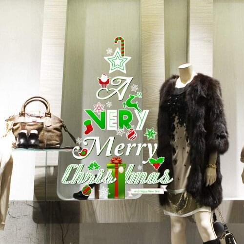 CRNT0129 window sticker Christmas 100% decoration for window shopping stores, without glue, repositionable and reusable at will