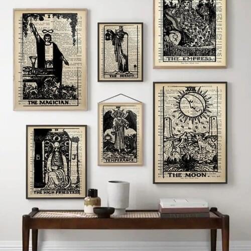 Tarot The Lovers Sun Empress Death Wall Art Canvas Painting Nordic Retro Posters And Prints Pictures For Living Room Home Decor