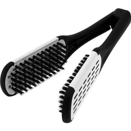 Natural Ceramic Plywood Straightening Comb Double Sided Hairdressing Brush Clamp Fibre Styling Hair Care Tools Hair Straightener