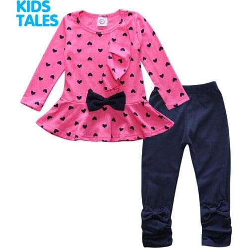 New autumn Baby girls clothing set cute bow childrens wear casual tracksuits dot kids clothing set sports for girl