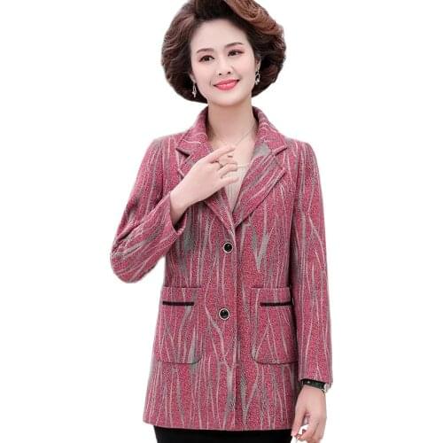 Middle-aged Womens Suit Jacket Spring Autumn Fashion Casual long sleeve Ladies Suit Blazer Feminino Windbreaker Plus Size 5XL