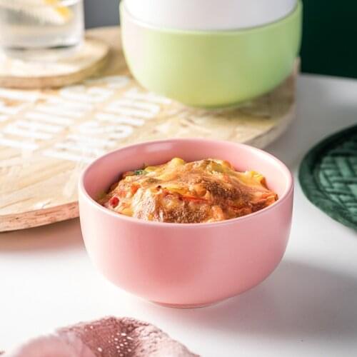 Simple ceramic rice bowl restaurant home breakfast bowl suitable for oven baked cheese baked rice bowl