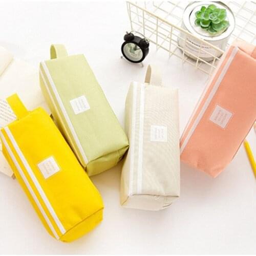 Simple Creative Two Layers Pencil Case Large Capacity Multiple Styles Canvas Material for Boys and Girls DU55
