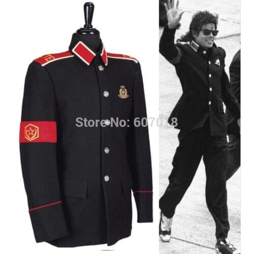 Rare Classic MJ MICHAEL JACKSON Costume Black Informal Military CTE Woolen Clothing Jacket Outwear