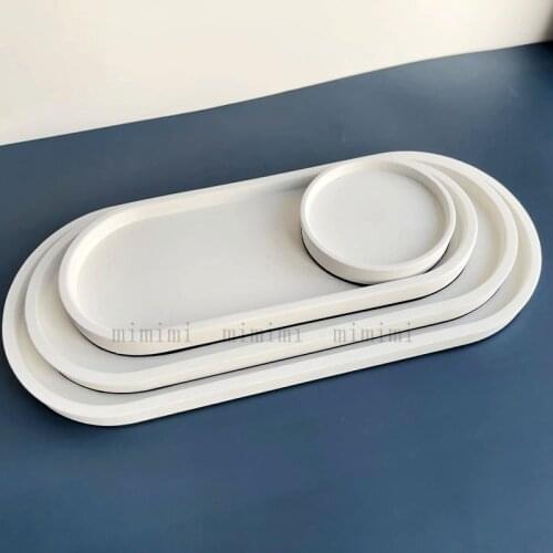 Silicone Mold For Candle Concrete Tray Large Oval Base Tray Mold Silicone Mold For Cement Tray