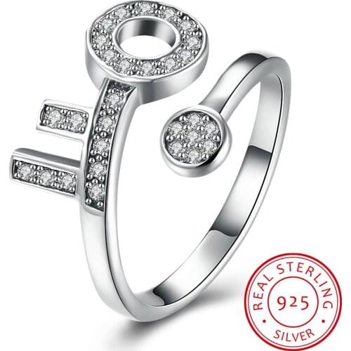 Created Key Shape S925 Silver Jewelry With Clear Cz Stone Setting Ring For Women Party Gift Fashion Adjustable Ring Jewelry