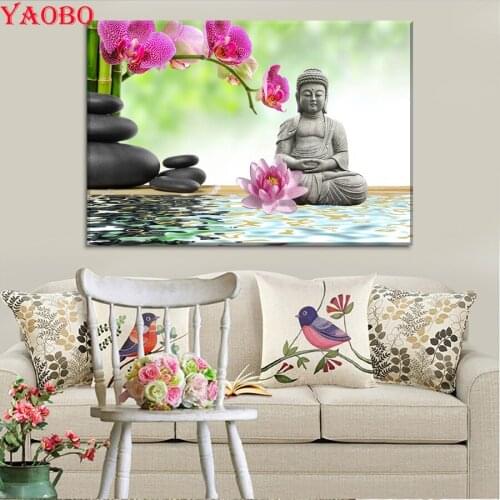 Rhinestone Painting DIY Diamond Painting Orchids Buddha Zen diamond Embroidery 5d mosaic Diamond cross stitch home decoration