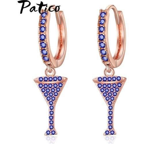 Glittering Rhinestone Drop Earrings For Women Beach Cocktail Candy Cup Goblet Cubic Zirconia Piercing Earings Wedding Jewelry