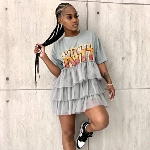 Loose Casual Short Sleeve Mini Dress Women 2021 Summer O-neck Yellow Ruffles Big Hem Beach Dresses For Woman Femme Robe