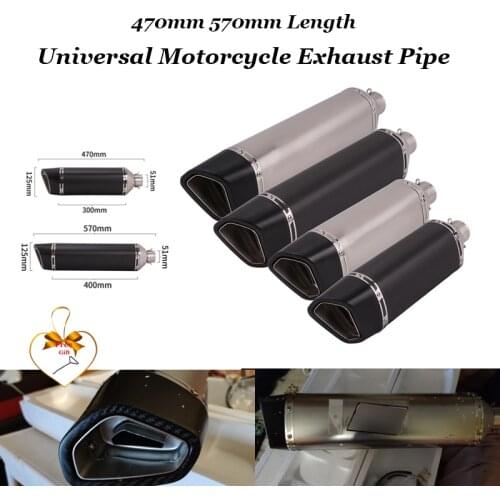 Universal Motorcycle Exhaust Pipe 470mm 570mm Length Escape Modified Muffler With DB Killer For RC390 CBR500 TMAX530 NK650 CB400