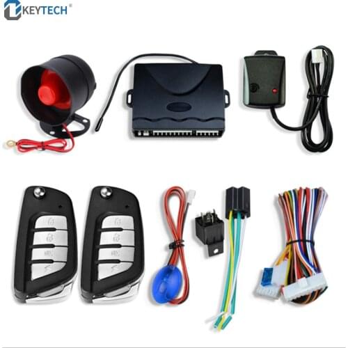 OkeyTech Auto Button Start Stop Universal One Way Car Alarm Vehicle System Protection Security System With 2 Remote Control