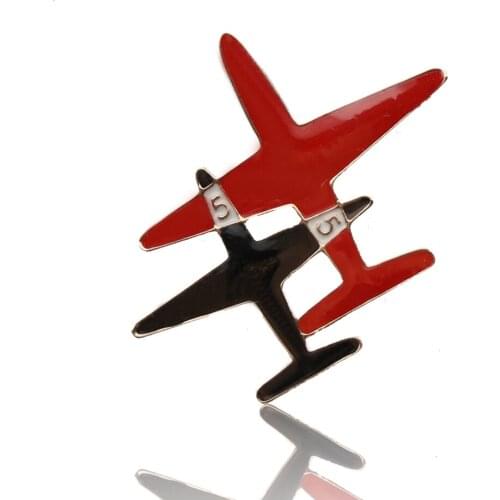 Sunspicems Elegant Double Airplane Brooch Pins Red Black Enamel Jewelry for Women School Gift