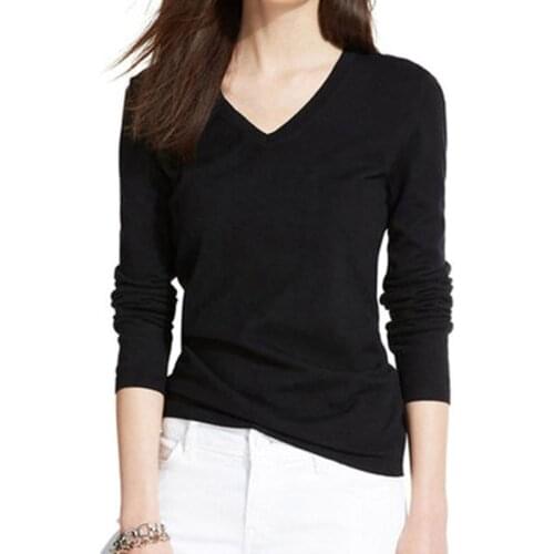 Women Girls Cotton T-shirt Solid Long Sleeve Casual Tee Plus Size Undershirt Atacado Roupas Femininas Lady Clothes tees & tops