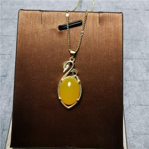 Gold Chain 925 Sterling Silver Necklaces For Women Natural Yellow Jade Topaz Pendants Necklaces Female Gemstones Fine Jewelry