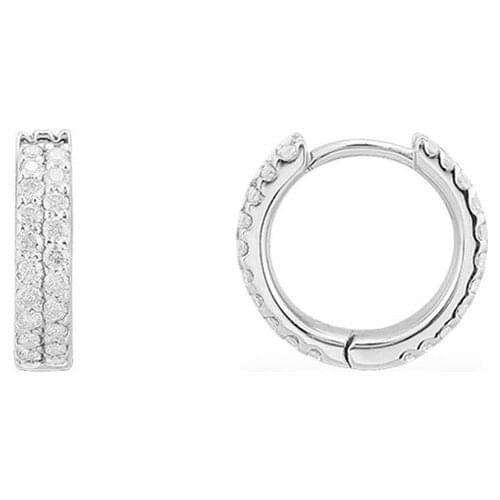 SLJELY Fashion Real 925 Sterling Silver 2 Row White Cubic Zirconia Hoop Earrings for Women Luxury Brand Fine Jewelry