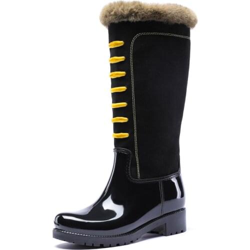 20-1208 TONGPU Womens Waterproof Tall Rain Boots Fashion Winter Boots